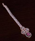 Rose Gold Plated Baby Pink and AD Stone Embellished Designer Tikka 217MTS124