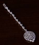 Rhodium Plated American Diamond Embellished Designer Maang Tikka 217MTS125