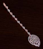 Rose Gold Plated American Diamond Embellished Designer Maang Tikka 217MTS126