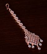 Rose Gold Plated American Diamond Embellished Designer Maang Tikka 217MTS127