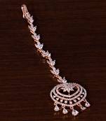 Rose Gold Plated American Diamond Embellished Designer Maang Tikka 217MTS131