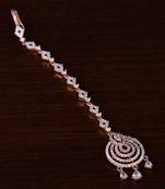 Rose Gold Plated American Diamond Embellished Designer Maang Tikka 217MTS133