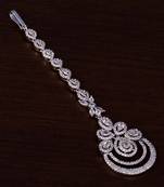 Rhodium Plated American Diamond Embellished Designer Maang Tikka 217MTS134