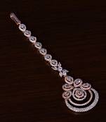 Rose Gold Plated American Diamond Embellished Designer Maang Tikka 217MTS135