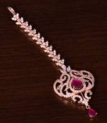 Rose Gold Plated Ruby and AD Stone Embellished Designer Maang Tikka 217MTS140