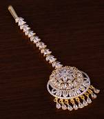 Gold Plated American Diamond Embellished Designer Maang Tikka 217MTS143