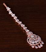 Rose Gold Plated American Diamond Embellished Designer Tikka 217MTS147