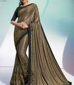 Gold plain velvet saree with blouse