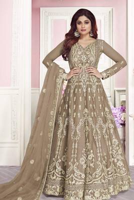 Beige Embroidered Net Salwar 1