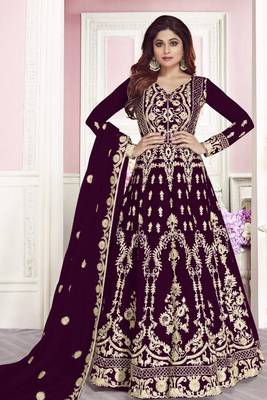 Purple Embroidered Net Salwar 1