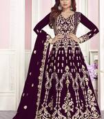 Purple Embroidered Net Salwar