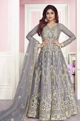 Grey Embroidered Net Salwar 1