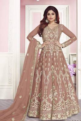 Mauve Embroidered Net Salwar 1
