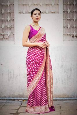 Blushing Pink Jacquard Weaving Saree With Blouse Piece 1