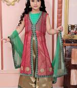 Pink Embroidered Net Kids Salwar Suits