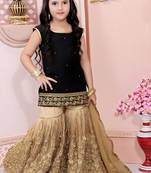 Black Embroidered Cotton Silk Kids Salwar Suits