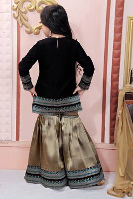 Black Embroidered Rayon Kids Salwar Suits 4
