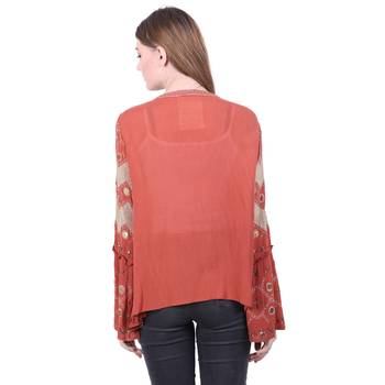 Red Embroidered Blended Cotton Top 4