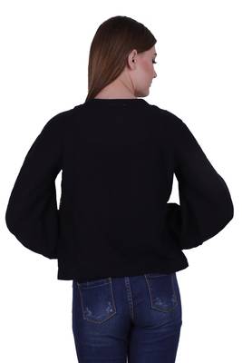 Black embroidered blended cotton cotton-tops 4