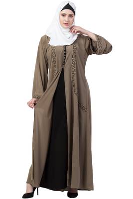 Front Double Layered Abaya With Embroidery Work 1