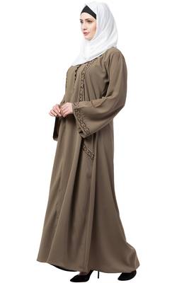 Front Double Layered Abaya With Embroidery Work 3