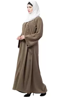 Front Double Layered Abaya With Embroidery Work