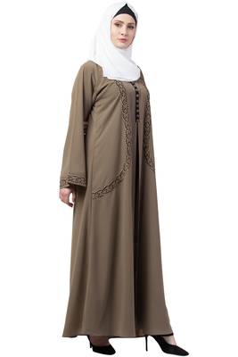 Front Double Layered Abaya With Embroidery Work 4