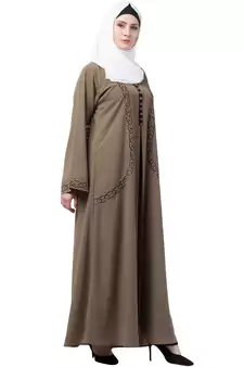Front Double Layered Abaya With Embroidery Work