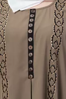 Front Double Layered Abaya With Embroidery Work
