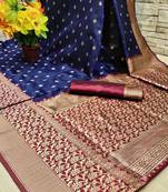 Maroon woven banarasi saree with blouse