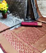 Multicolor woven banarasi saree with blouse