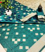 Green woven banarasi saree with blouse