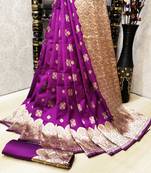 Wine woven banarasi saree with blouse
