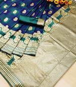 Red woven banarasi saree with blouse