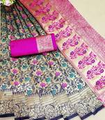 Rani pink woven banarasi saree with blouse