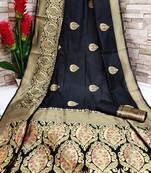 Black woven banarasi saree with blouse