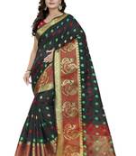 Black Woven Cotton Silk Saree With Blouse