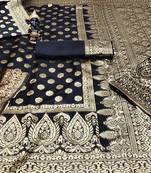 Black woven banarasi saree with blouse