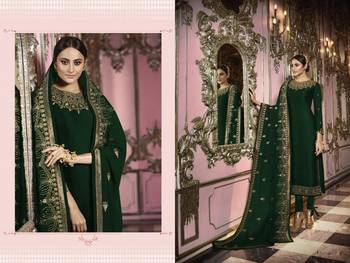 Green  Embroidered Georgette Semi Stitched Salwar With Dupatta 2