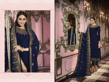 Blue  Embroidered Georgette Semi Stitched Salwar With Dupatta 2