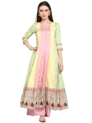 Multicolor printed art silk salwar 1