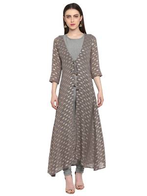 Grey printed polyester salwar 1