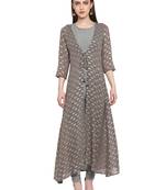 Grey printed polyester salwar