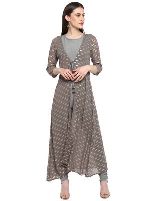 Grey printed polyester salwar 2