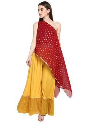 Maroon printed georgette salwar 1