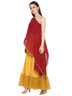 Maroon printed georgette salwar 4