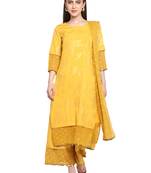 Mustard printed crepe salwar