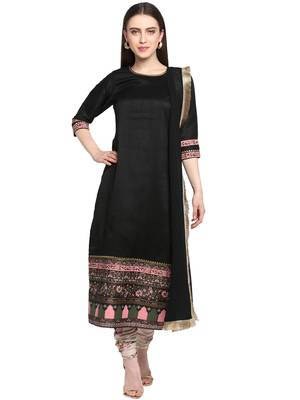 Black printed art silk salwar 1