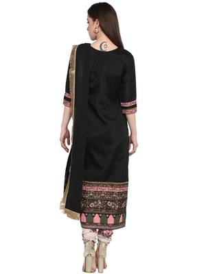 Black printed art silk salwar 2