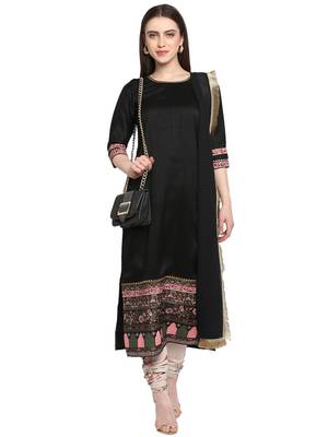 Black printed art silk salwar 3